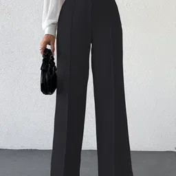 Sugathari Women Relaxed Wide Leg High-Rise Wrinkle Free Korean Pants-picture-36