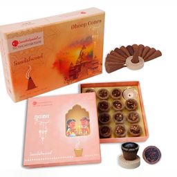 GaneshaSpeaks 65-Pcs Brown Wooden Jasmine Dhoop Cup & Lemongrass Dhoop Cone-image-23
