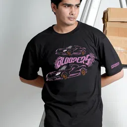 Bloopers Store Men Graphic Printed Round Neck Cotton Oversized T-shirt-image-87