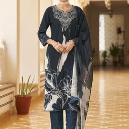 KALINI Floral Embroidered Thread Work Kurta with Trousers & Dupatta-28