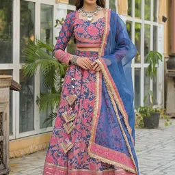 Divena Printed Sequinned Ready to Wear Lehenga & Blouse With Dupatta-picture-5