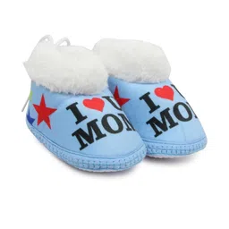Neska Moda 6 To 12 Months Baby Boys & Girls I Love MOM Print Lace Shoes/ Booties (Toe to Heel Length - 12 cm, Blue)-image-14