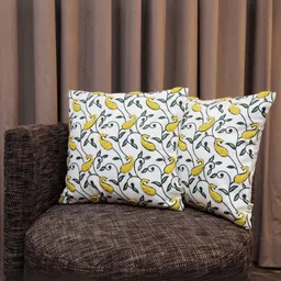 LUSHLYF White & Green Set of 2 Ethnic Motifs Square Cushion Covers-58