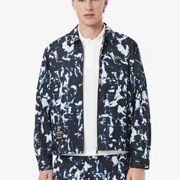 Lacoste Men Spread Collar Abstract Printed Casual Tailored Jacket-picture-1