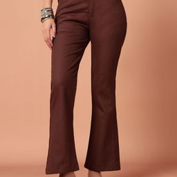 Mast & Harbour Women Flared High-Rise Easy Wash Trousers-image-14