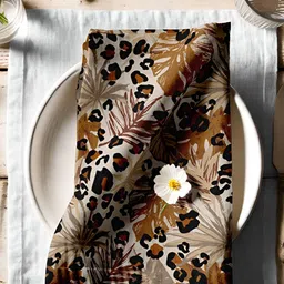 Vargottam 12-Pcs Beige & Brown Printed Cotton Table Napkins-18