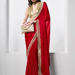 Mitera Pure Chiffon Gotta Patti Border Saree-image-22