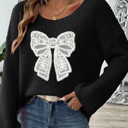 StyleCast x Revolte Women Self Design Round Neck Pullover Sweater-picture-2
