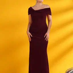 Golden Kite Women One Shoulder Scuba Maxi Bodycon Dress-image-65