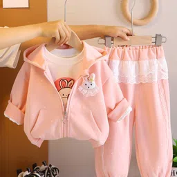 INCLUD Girls Self Design Hooded Sweatshirt With T-Shirt & Joggers-picture-13