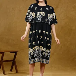 True Shape Print Layered Maternity Midi Dress-image-41