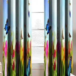 BELLA TRUE Blue & Green 2 Pieces Floral Window Curtains-image-96