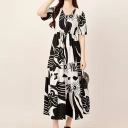 all about you Abstract Print Fit & Flare Midi Dress-picture-10