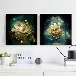 RANDOM White & Blue 2 Pieces Floral Canvas Wall Art-31