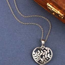 SHILLYN Rhodium-Plated Heart Shaped Pendant With Chain-image-35