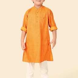 Fabindia Boys Floral Printed Band Collar Straight Kurta-picture-20