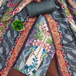 LeeliPeeri Designer Floral Printed Sequinned Silk Unstitched Dress Material-picture-1