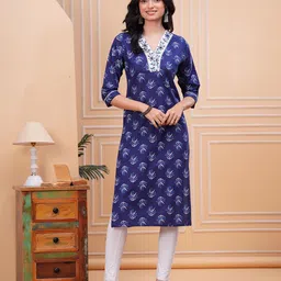 OH MI DIOS Women Floral Printed Mirror Work Kurta-image-62