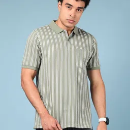 V-Mart Men Striped Polo Collar Cotton T-shirt-picture-28