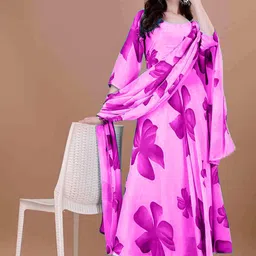 Raiyani Enterprise Floral Printed Anarkali Kurta With Dupatta-picture-43