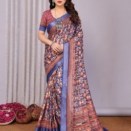 vj fashion Ethnic Motifs Zari Linen Blend Saree-image-92