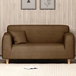 Myntra Elegant Homes Beige Striped Polyester 1 Piece Sofa Cover With Arms-picture-10