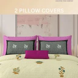 LIVING ROOTS Yellow & Pink Floral 210 TC Pure Cotton King Bedsheet Set 2.64 m x 2.64 m-image-62