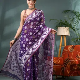 DESH BIDESH Woven Design Silk Cotton Jamdani Saree-image-73