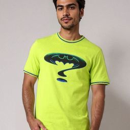The Indian Garage Co Men Batman Printed Applique Slim Fit T-shirt-image-19