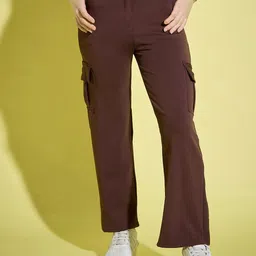 DIMPY GARMENTS Women Plus Size Relaxed High-Rise Easy Wash Cargos Trousers-image-80