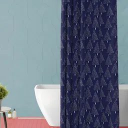 ArtzFolio Navy Blue Printed Waterproof Shower Curtain-image-26