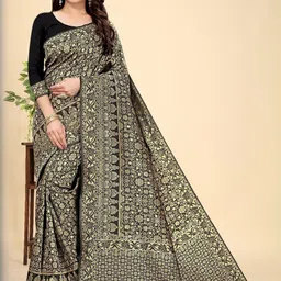 MORDEN MUSE Woven Design Zari Silk Blend Banarasi Saree-picture-21