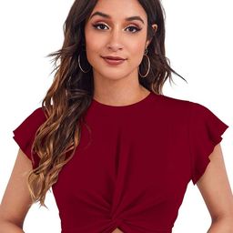 unianta Women Solid Twisted Blouson Crop Top-image-56