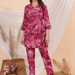 MomsBae Printed Maternity Feeding Top & Trouser Co-Ord Set-33