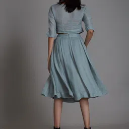 MATI Printed Thread Work Linen Top With Skirt image 3