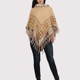 HAUTEMODA Women Floral Printed Woollen Longline Poncho-image-85
