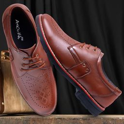 ARAMISH Men Perforations Leather Derbys-image-54
