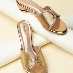 Rocia Women Ethnic Diamond Studded Open Toe Block Sandals-53