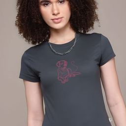 SZN Women Printed Slim Fit T-shirt-image-85