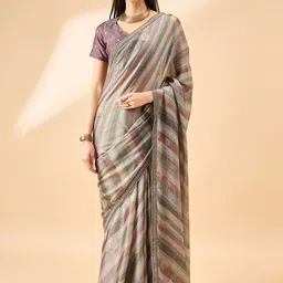 all about you Striped Sequinned Brasso Saree-image-26