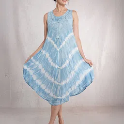 CrossKulture Women Tie and Dye Embroidered A-Line Dress-image-32