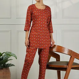 9shines Label Printed Pure Cotton Night suit-image-2
