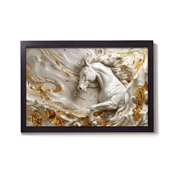 RANDOM Gold Toned & Off White Animal Wooden Wall Art-8