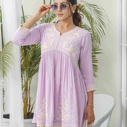 Sangria Women Floral Embroidered A-Line Dress-image-30