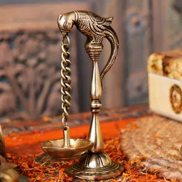 Indianshelf Brass Parrot Hanging Pooja Diya-image-30