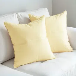 Aurave Beige 2 Pieces Pure Cotton 210 TC Soft & Comfortable Square Cushion Covers-11