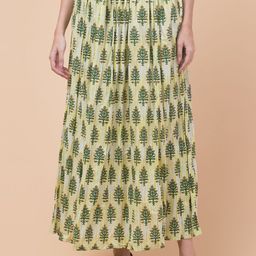Hive91 Printed Pure Cotton Flared Maxi Skirt-picture-13