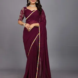 Aardiva Polka Dot  Embroidered Saree-image-57