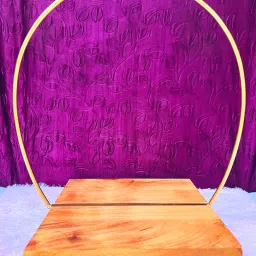 Metal Ring Cake Stand with Wooden Base (16 IN) (Oval) | Big Multi-Purpose Stand Brass Cake Server-image-77