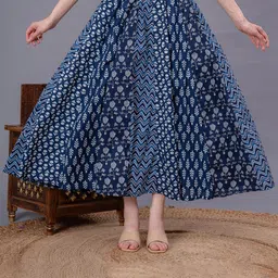 SUNEKH Self-Design Cotton Flared Maxi Skirt-picture-18
